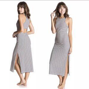 Roxy Amo Nuevo Striped Open Back Midi Bodycon Dress S